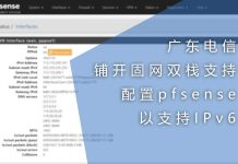 广东电信铺开固网双栈支持,配置pfsense以支持IPv6